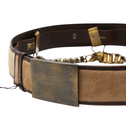 Chanel Belt Leather in Beige