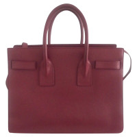 Saint Laurent Sac de Jour Nano in Pelle in Bordeaux