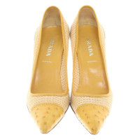 Prada raphia / cuir d'autruche pumps