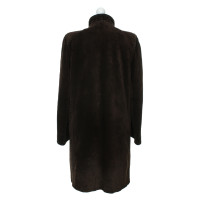 Yves Saint Laurent Giacca/Cappotto in Pelle scamosciata in Marrone
