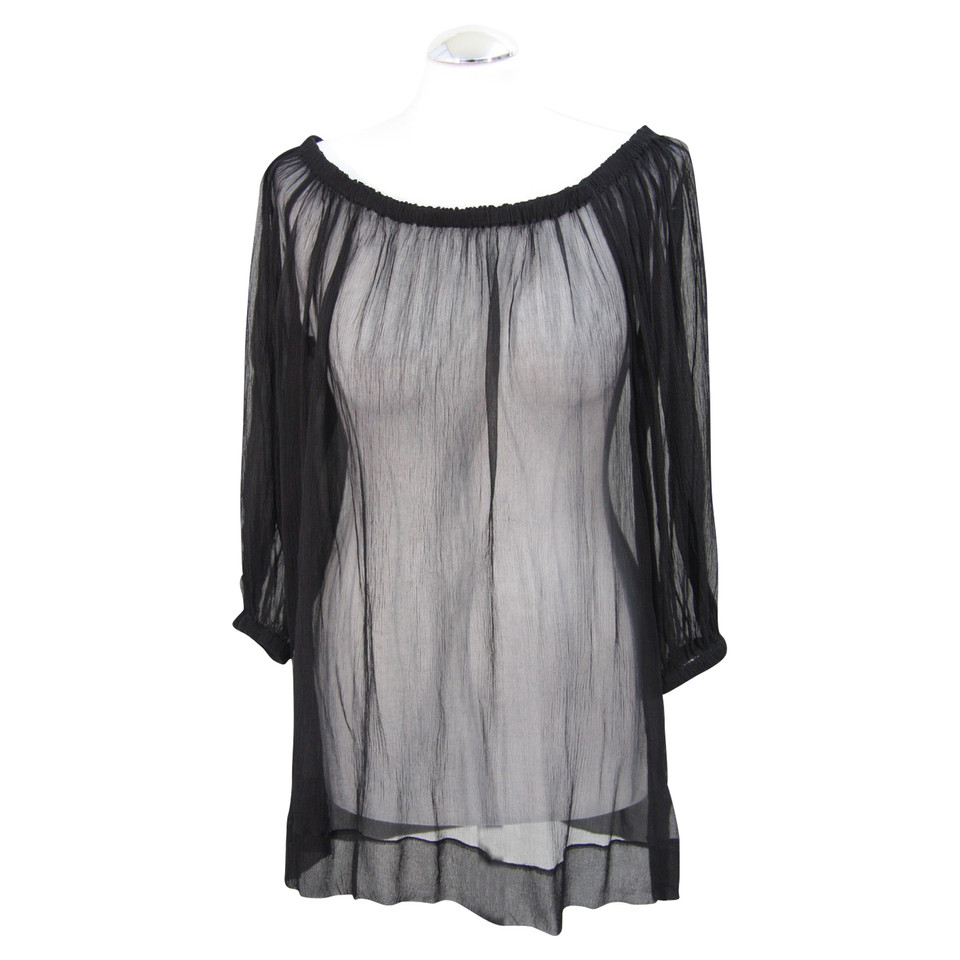Dkny Transparent silk top in black