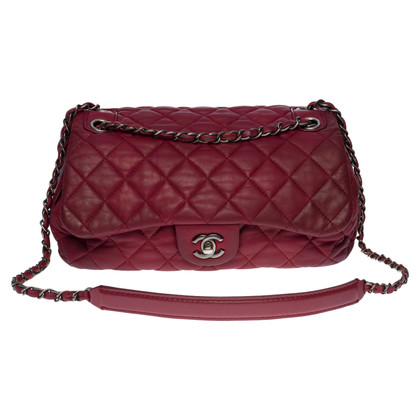 Chanel Classic Flap Bag Leer in Fuchsia