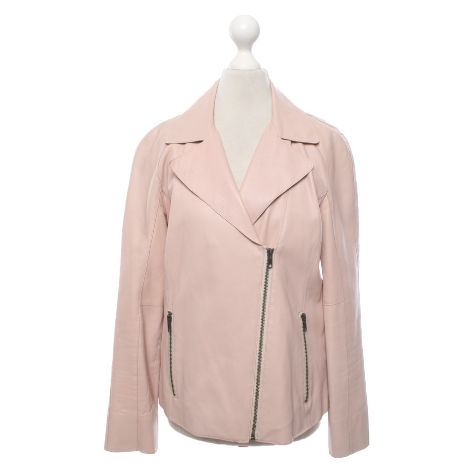 Reiss Jacke/Mantel aus Leder in Rosa / Pink