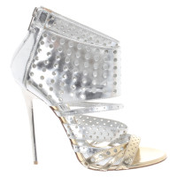 Jimmy Choo Sandali in Pelle in Argenteo