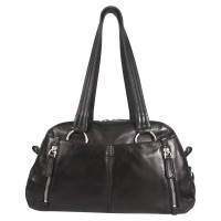 Prada Black Leather Duffel Style Bag