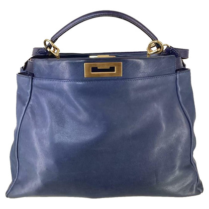 Fendi Peekaboo Bag aus Leder in Blau