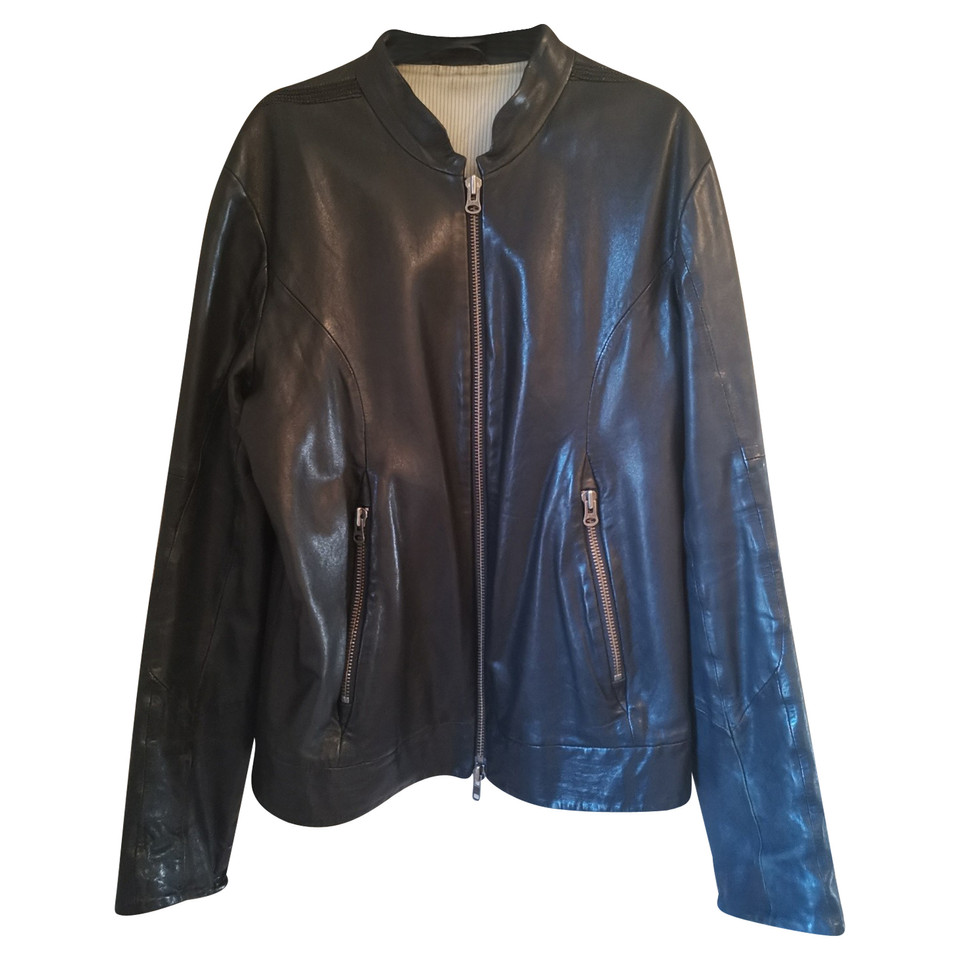 Diesel Black Gold Jacket/Coat Leather in Black