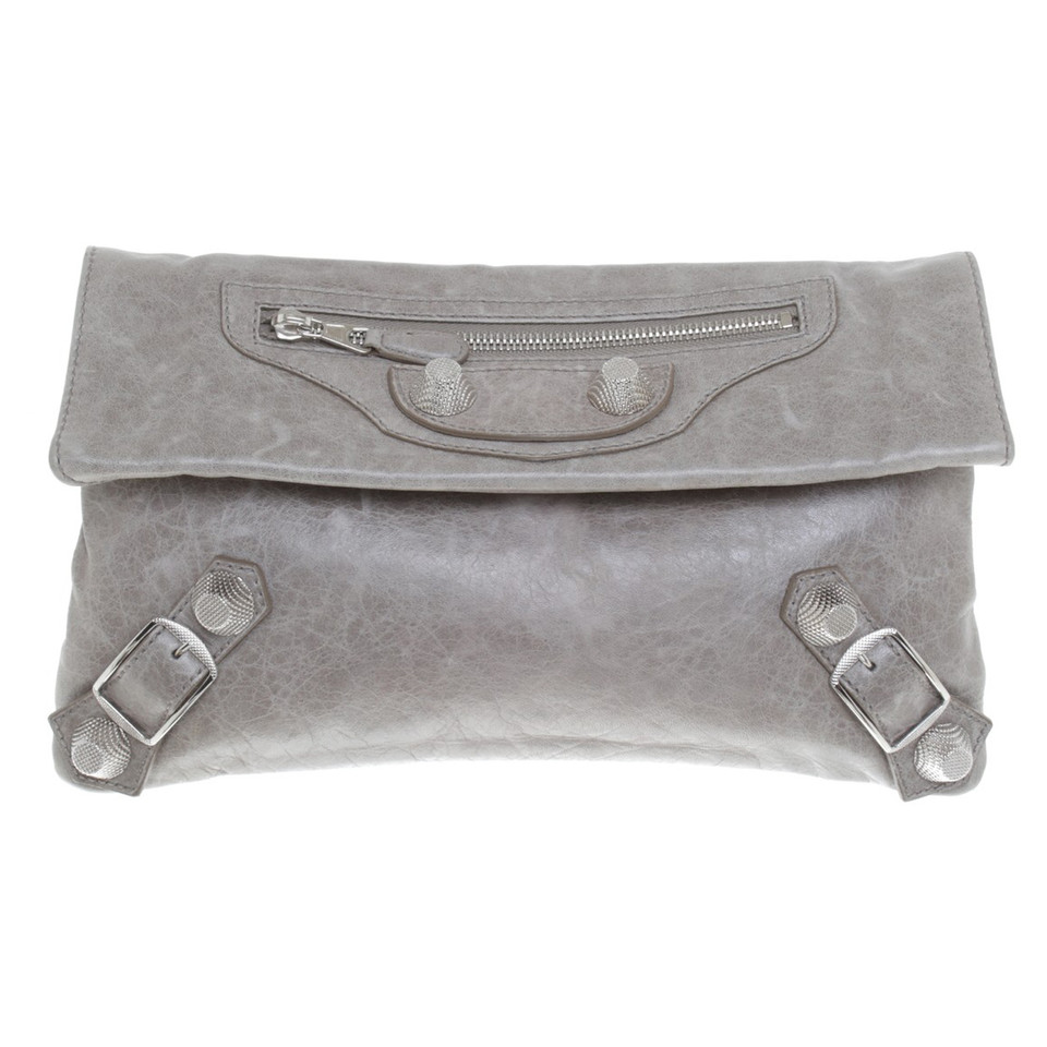 Balenciaga Gray clutch made of smooth leather