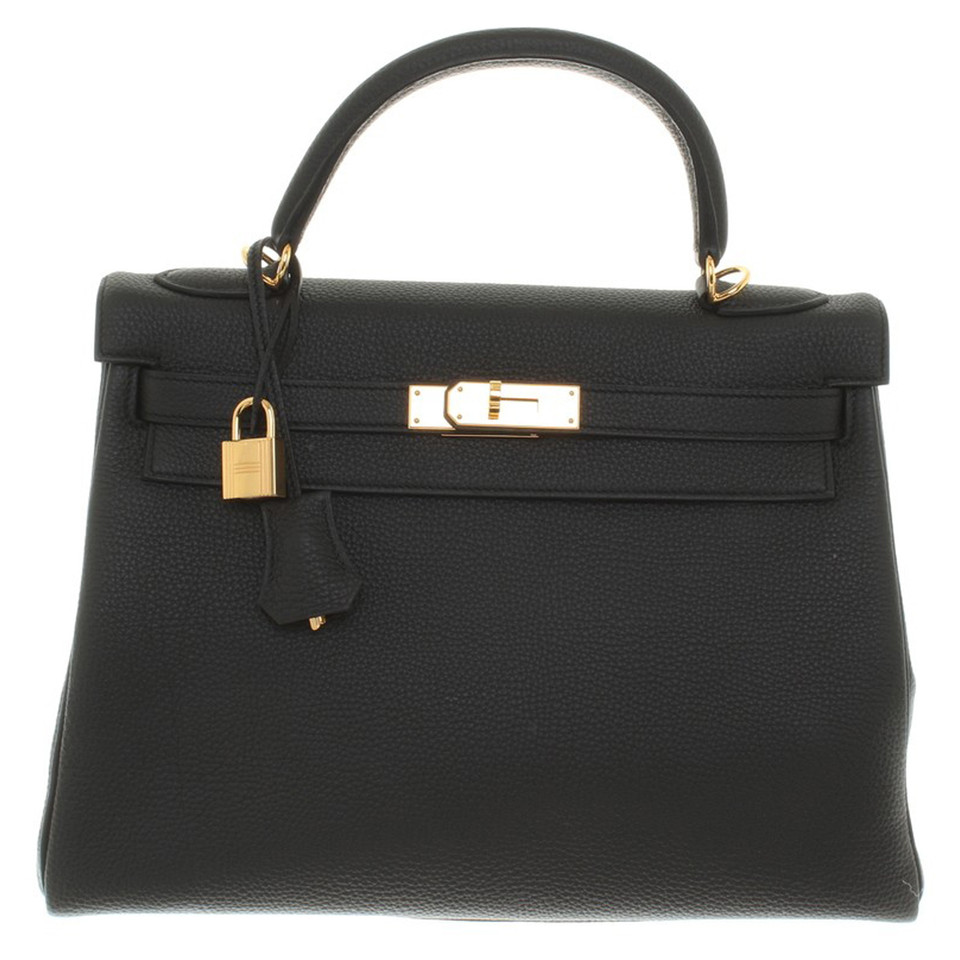 Hermès Kelly Bag 32 aus Leder in Schwarz