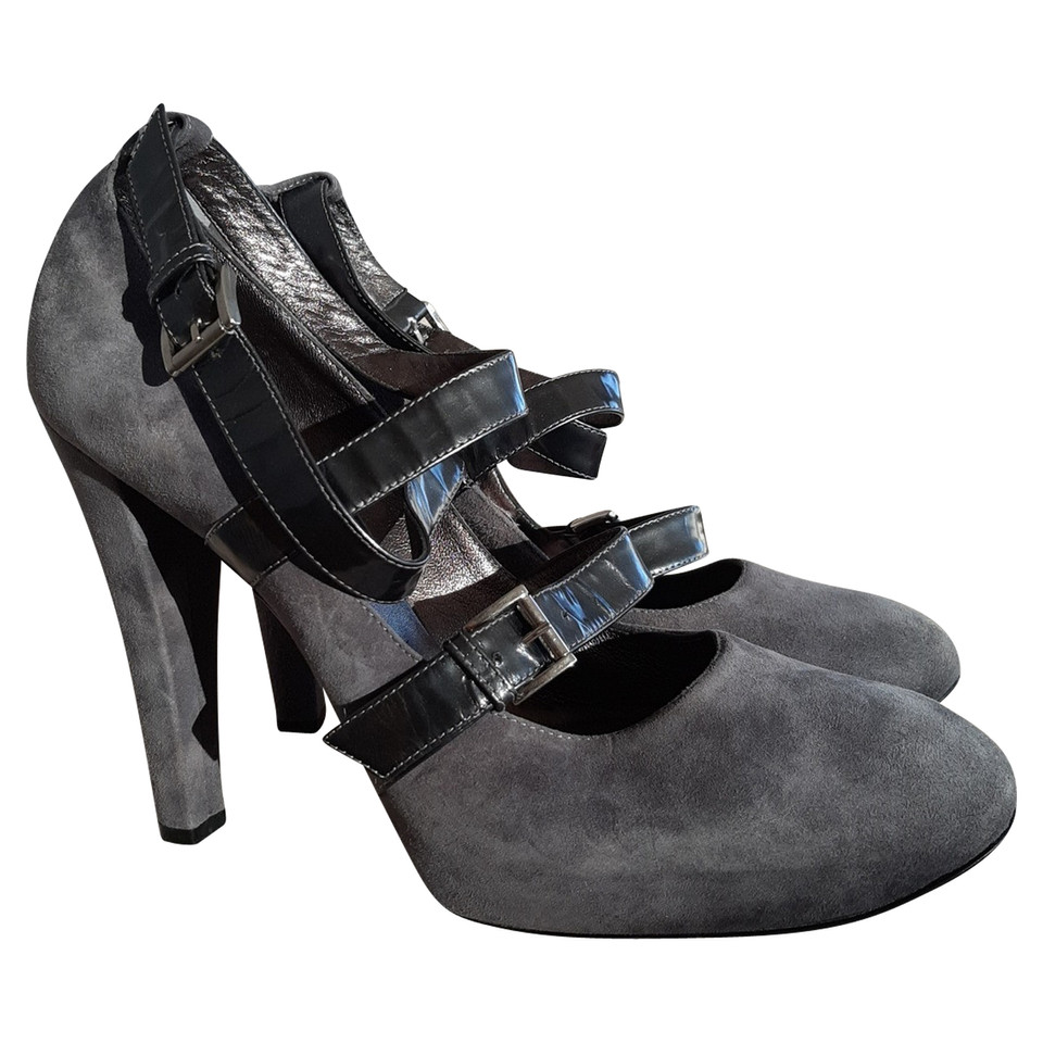 Casadei Pumps/Peeptoes aus Wildleder in Grau