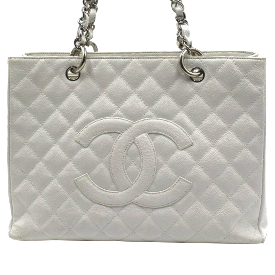 Chanel Grand  Shopping Tote aus Leder in Weiß