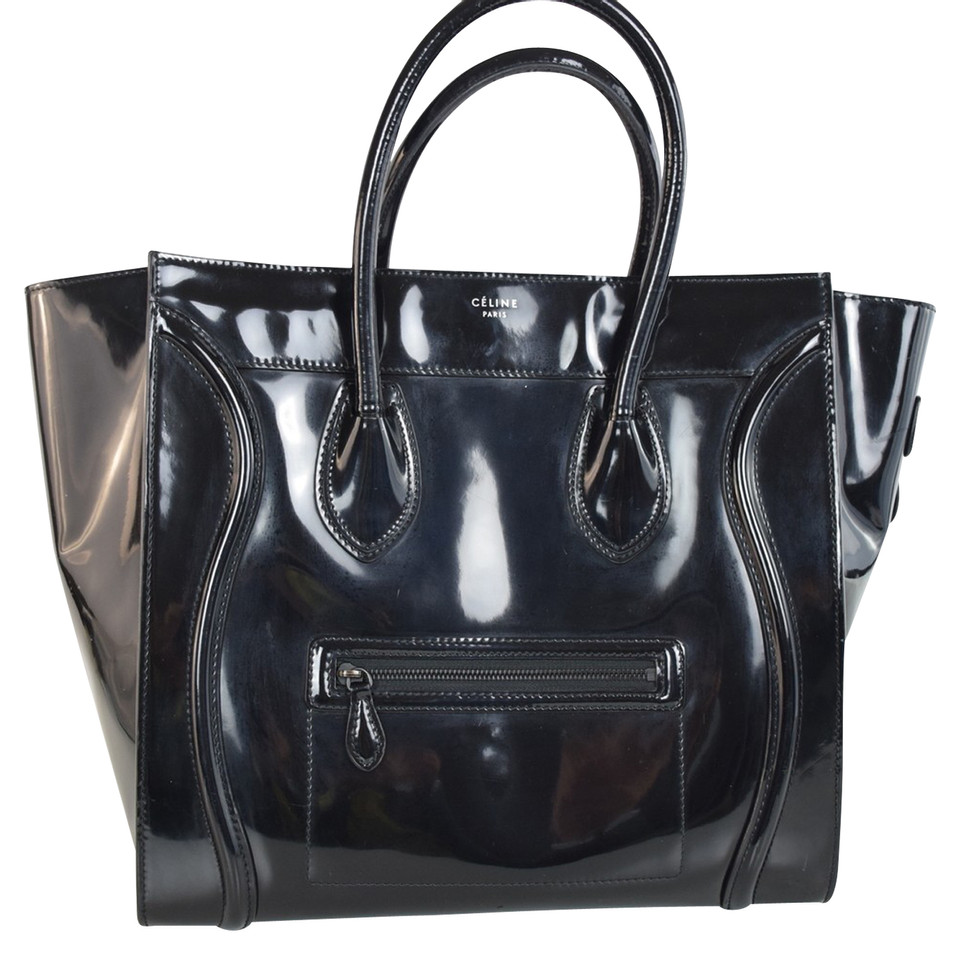 Céline Luggage Patent leather in Black