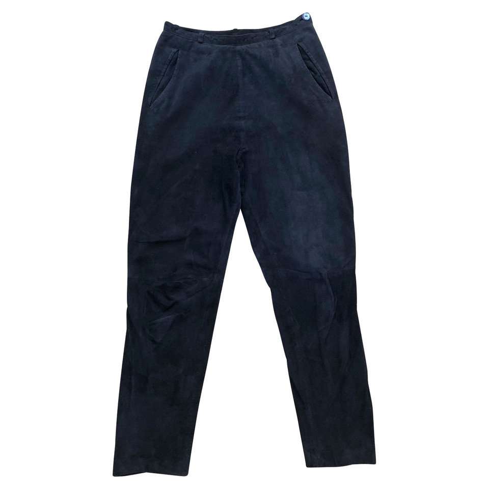 Yves Saint Laurent Trousers Suede in Blue