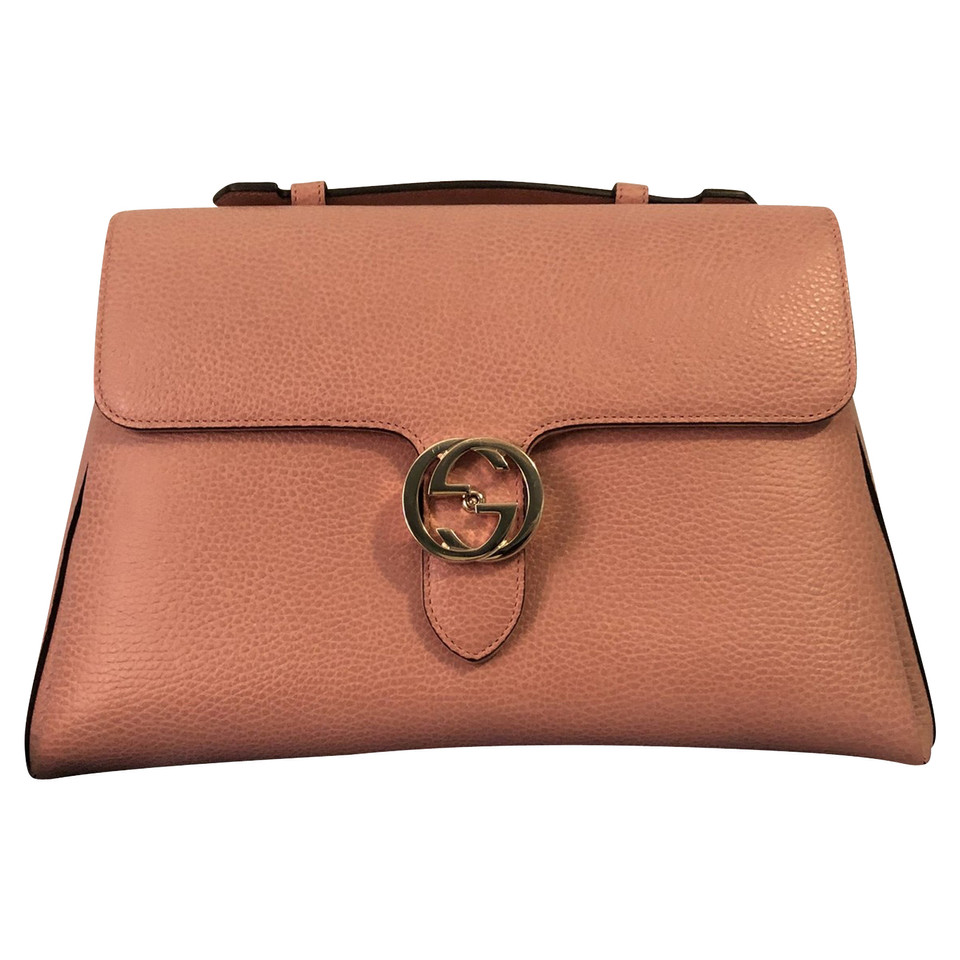 Gucci Interlocking Top Handle Bag aus Leder in Rosa / Pink