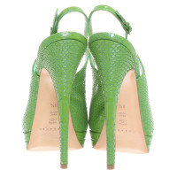 Casadei Peep-toes with reptile embossing in frog green