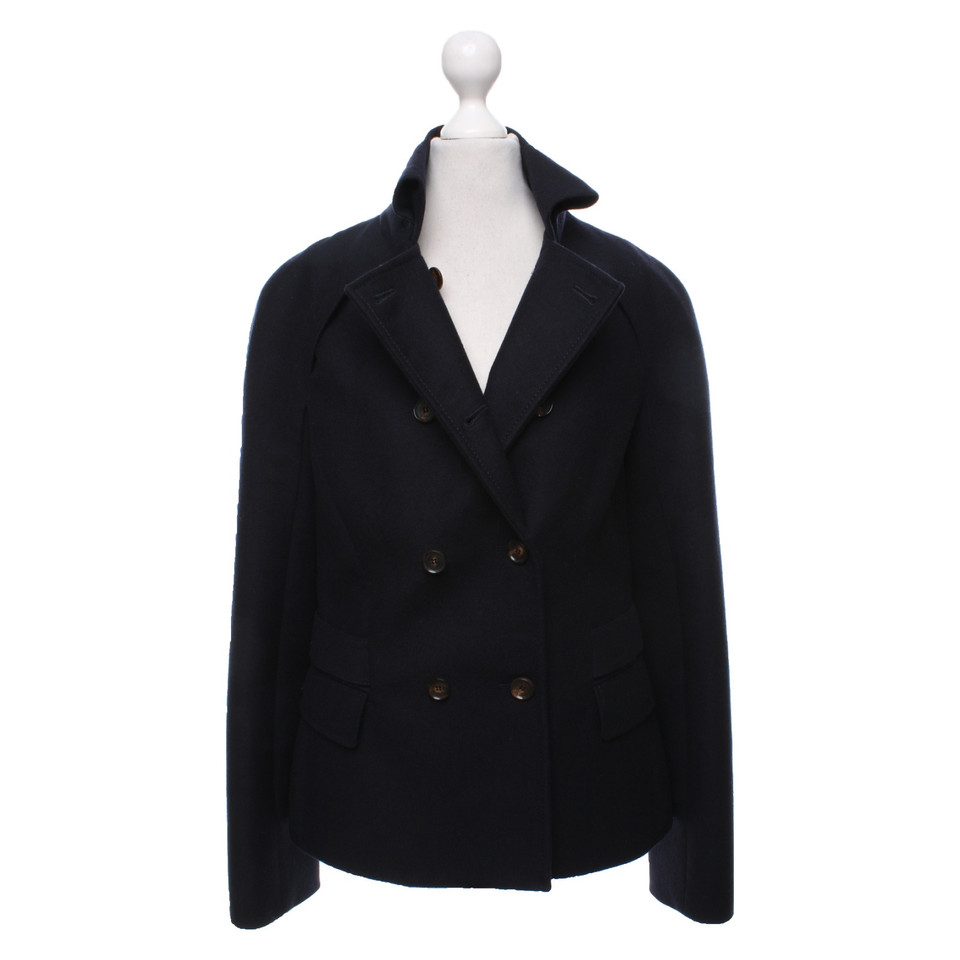 Salvatore Ferragamo Jacke/Mantel aus Wolle in Blau