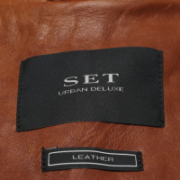 Set Jacke/Mantel aus Leder in Braun