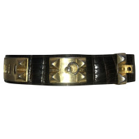 Hermès Collier de Chien Armband aus Leder in Schwarz
