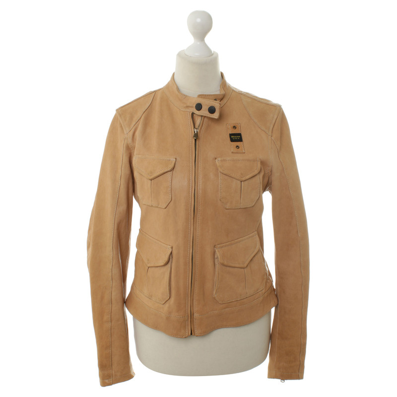 Blauer Usa Leather Jacket in Beige