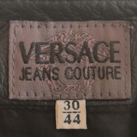 Versace Kleid aus Leder in Schwarz