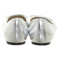 Bally Slipper/Ballerinas aus Leder in Silbern
