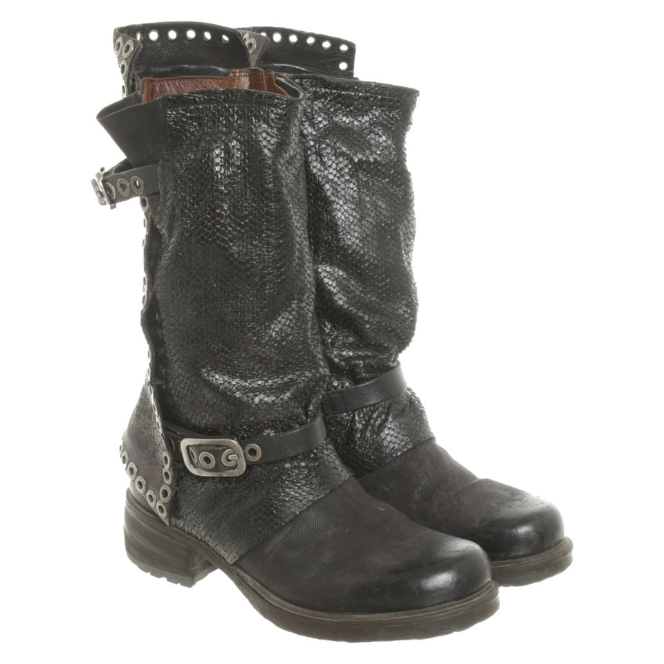 A.S.98 Stiefeletten aus Leder in Schwarz