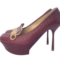 Pollini Pumps/Peeptoes en Cuir en Marron