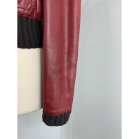 Gucci Jacke/Mantel aus Leder in Bordeaux