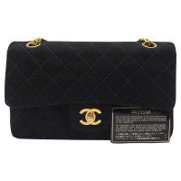 Chanel Classic Flap Bag Small aus Baumwolle in Schwarz