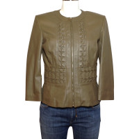 Elisabetta Franchi Leather jacket in khaki