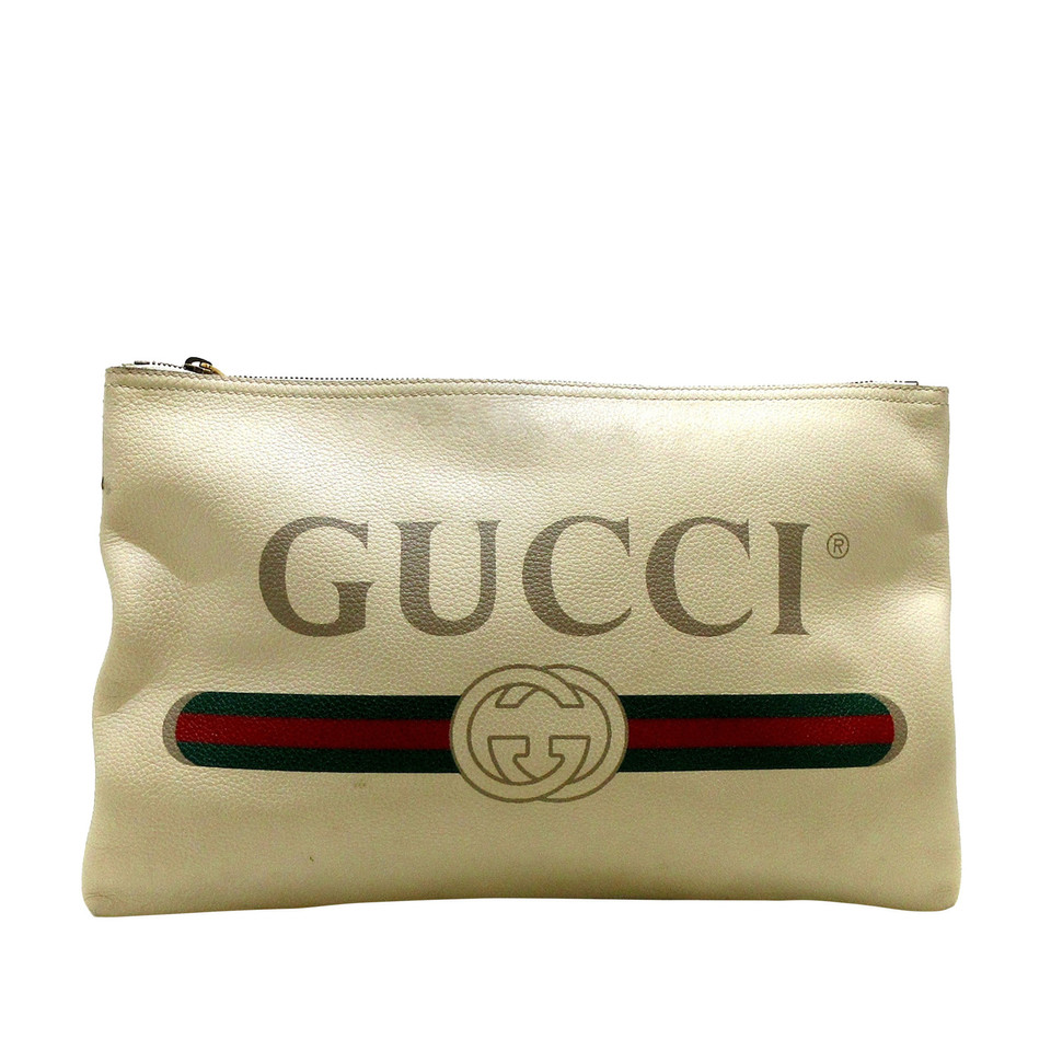 Gucci Clutch aus Leder in Weiß