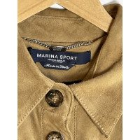 Marina Rinaldi Jacke/Mantel aus Wildleder in Ocker