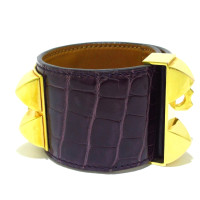 Hermès Collier de Chien Armband aus Leder in Violett