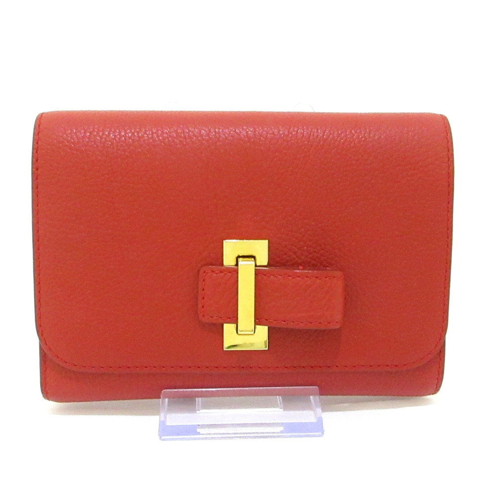 Delvaux Täschchen/Portemonnaie aus Leder in Rot