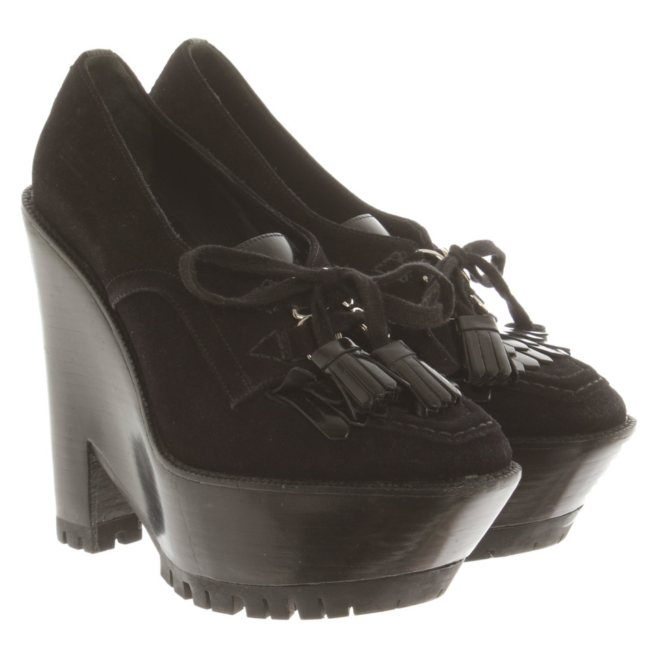 Burberry Prorsum Wedges Leather in Black