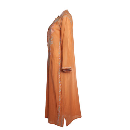 Antik Batik Kleid aus Baumwolle in Orange