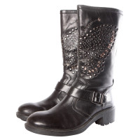 Ash Schwarze Leder Bikerstiefel