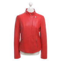 Armani Jeans Jacke/Mantel aus Leder in Rot