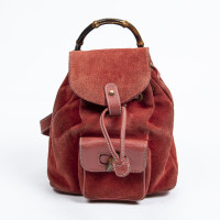 Gucci Bamboo Backpack in Pelle in Rosso