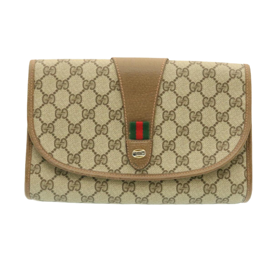 Gucci Clutch Bag Canvas in Beige