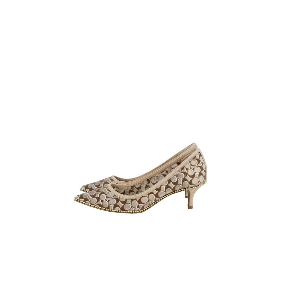 Coach Pumps/Peeptoes aus Leder in Beige