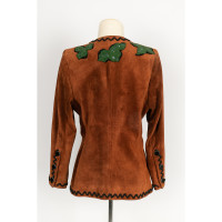 Yves Saint Laurent Jacket/Coat Leather in Brown