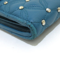 Bulgari Täschchen/Portemonnaie aus Leder in Blau