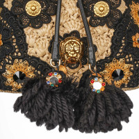 Dolce & Gabbana Claudia Raffia Pom Pom Bag aus Viskose in Beige