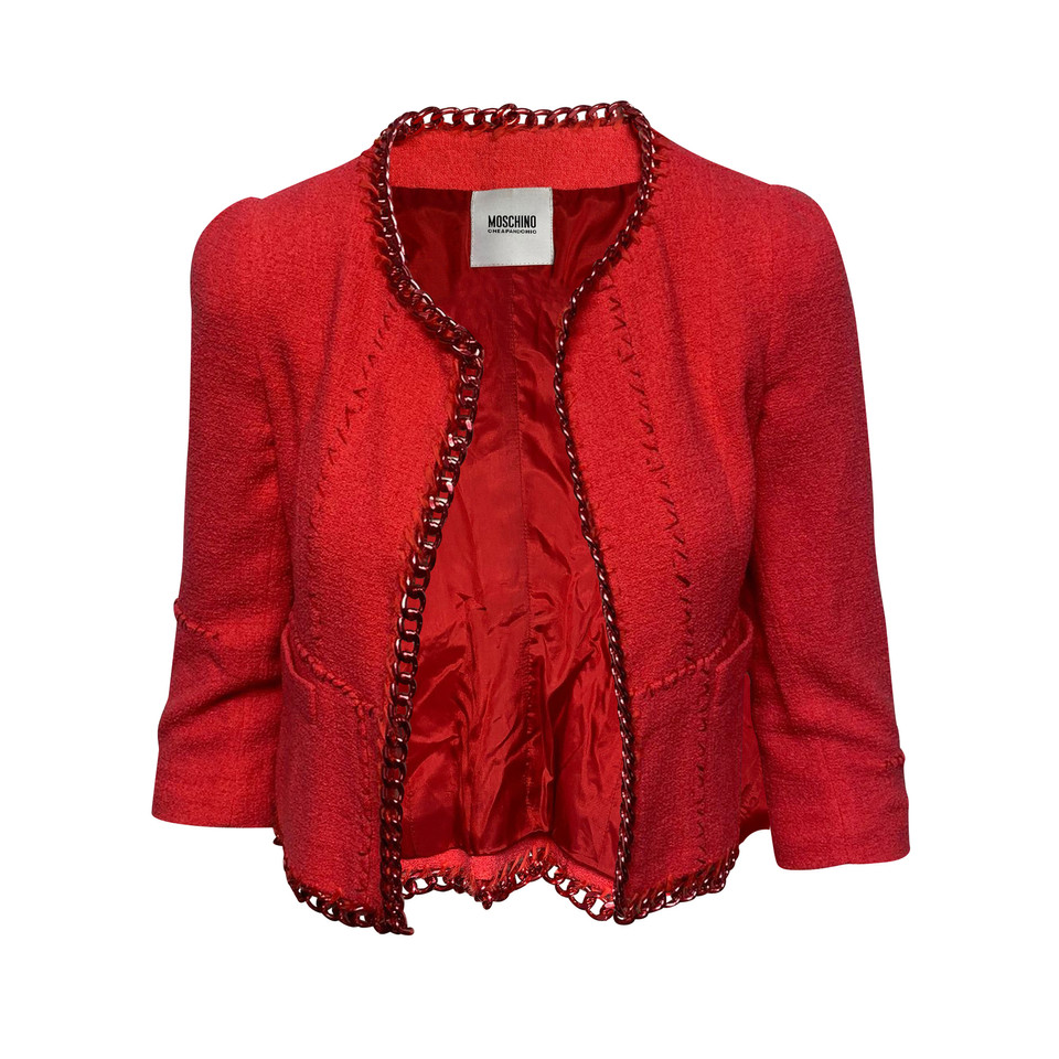 Moschino Jacke/Mantel aus Wolle in Rot