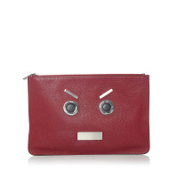 Fendi Clutch Bag Leather in Red