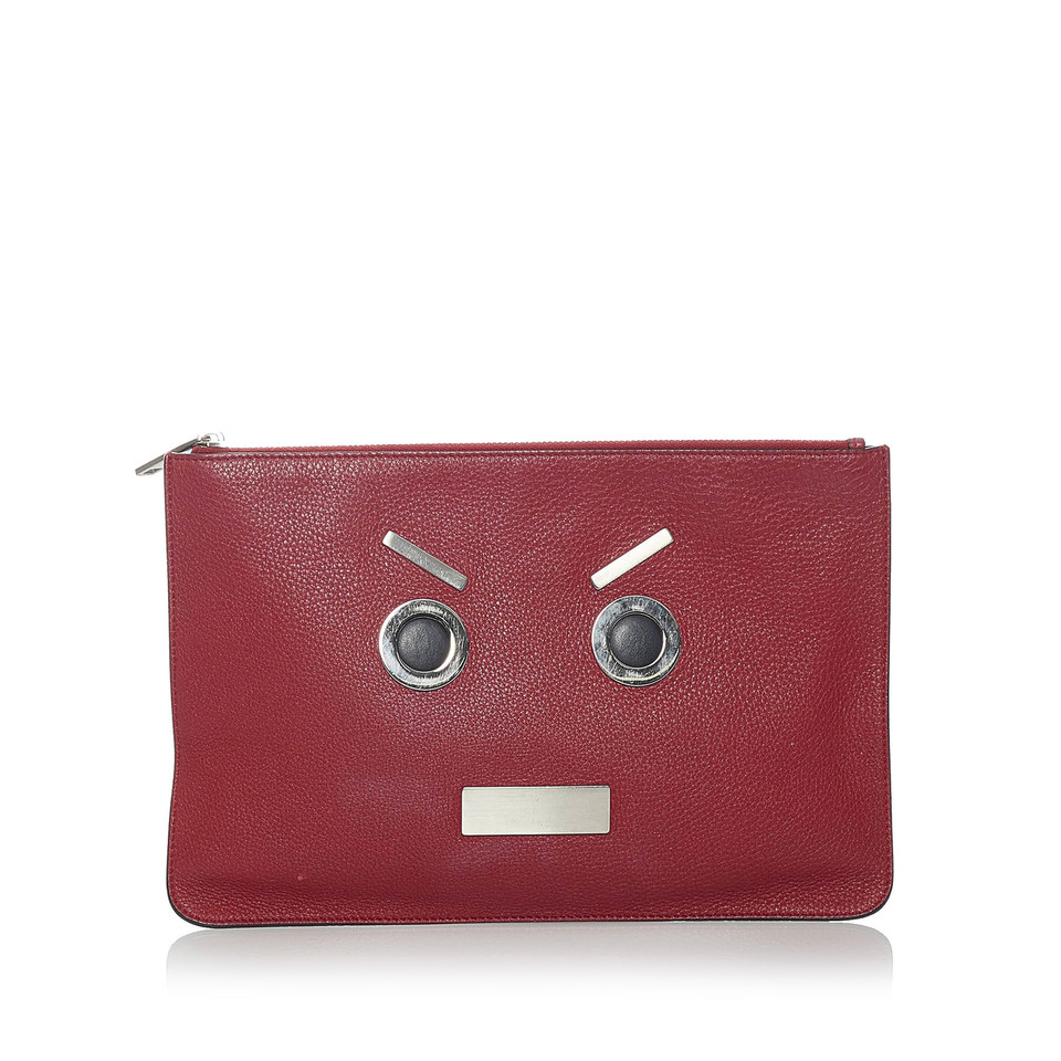 Fendi Clutch Bag Leather in Red