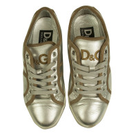 Dolce & Gabbana Sneakers aus Leder in Silbern