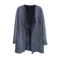 Theory Giacca/Cappotto in Pelle scamosciata in Blu