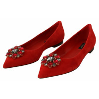 Dolce & Gabbana Slipper/Ballerinas aus Leder in Rot